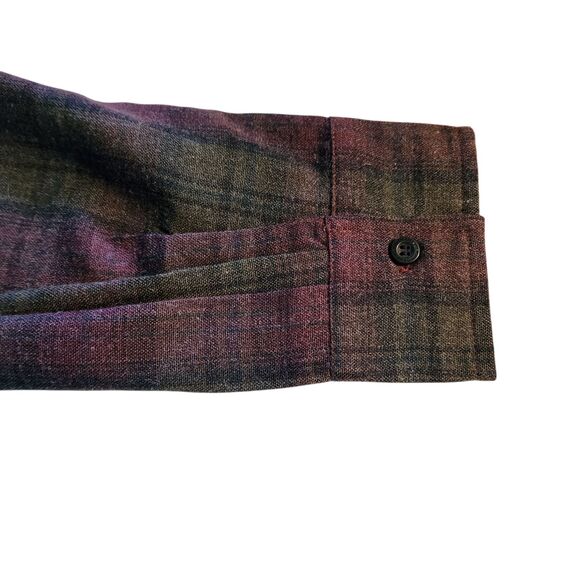 Roamers & Seekers Pullover Flannel Shirt 1/4 Button Green Maroon Plaid Mens L - Picture 6 of 7